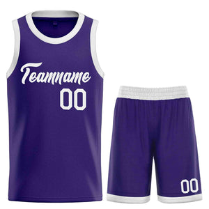 Uniforme de sport de guérison blanc violet personnalisé, ensembles classiques de maillot de basket-ball