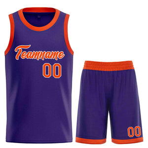 Uniforme de sport de guérison violet Orange-blanc personnalisé, ensembles classiques, maillot de basket-ball