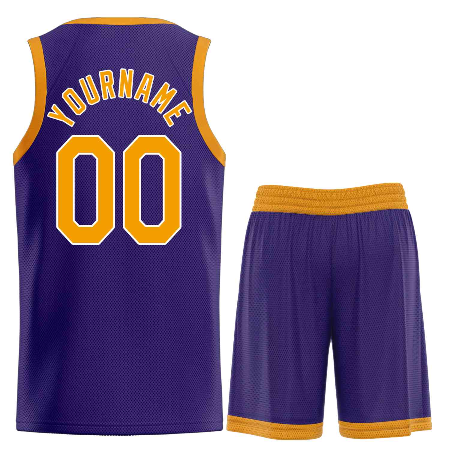 Uniforme de sport de guérison personnalisé violet jaune-blanc, ensembles classiques, maillot de basket-ball