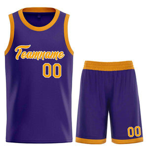 Custom Purple Yellow-White Heal Sports Uniform Classic Sets Basketball Jersey