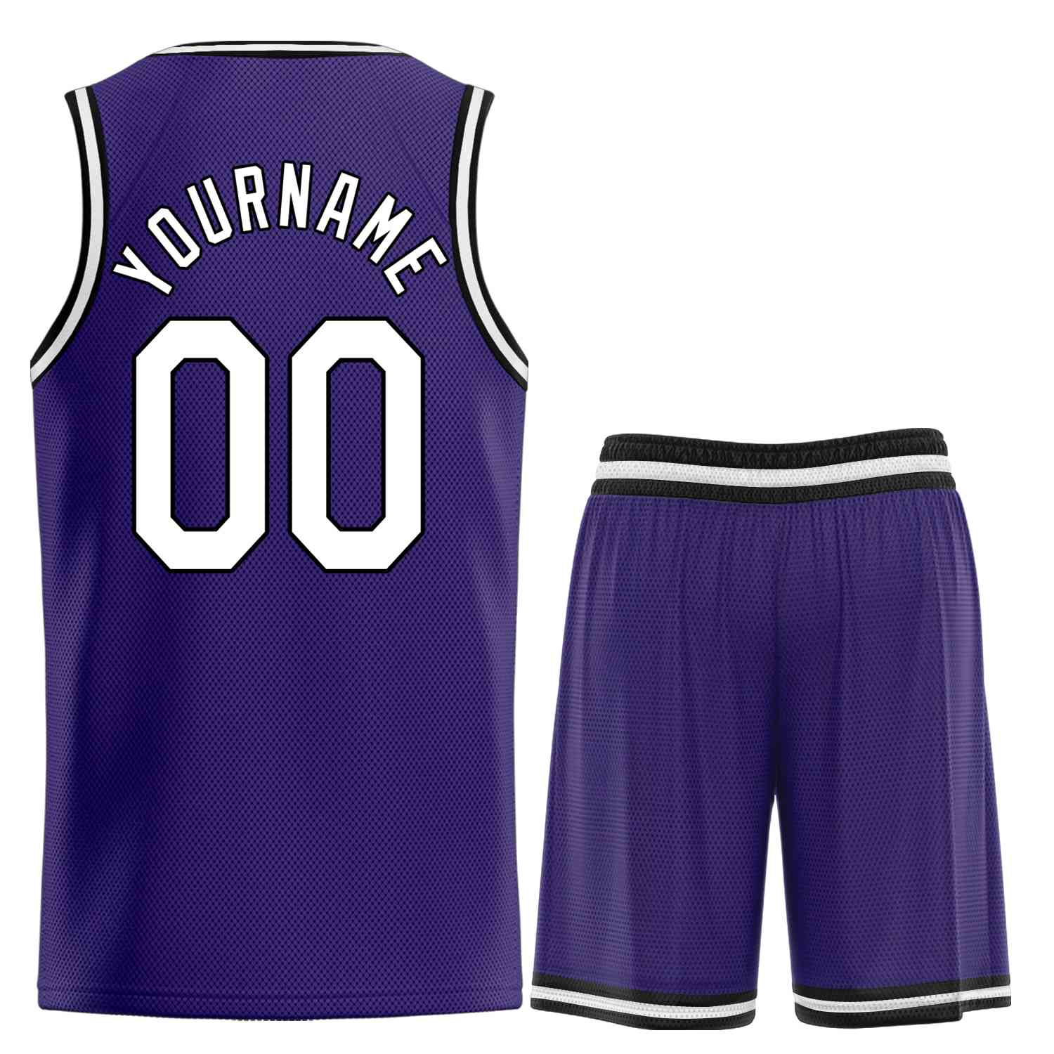 Uniforme de sport de guérison personnalisé violet blanc-noir, ensembles classiques, maillot de basket-ball