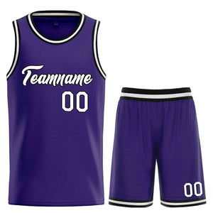 Uniforme de sport de guérison personnalisé violet blanc-noir, ensembles classiques, maillot de basket-ball