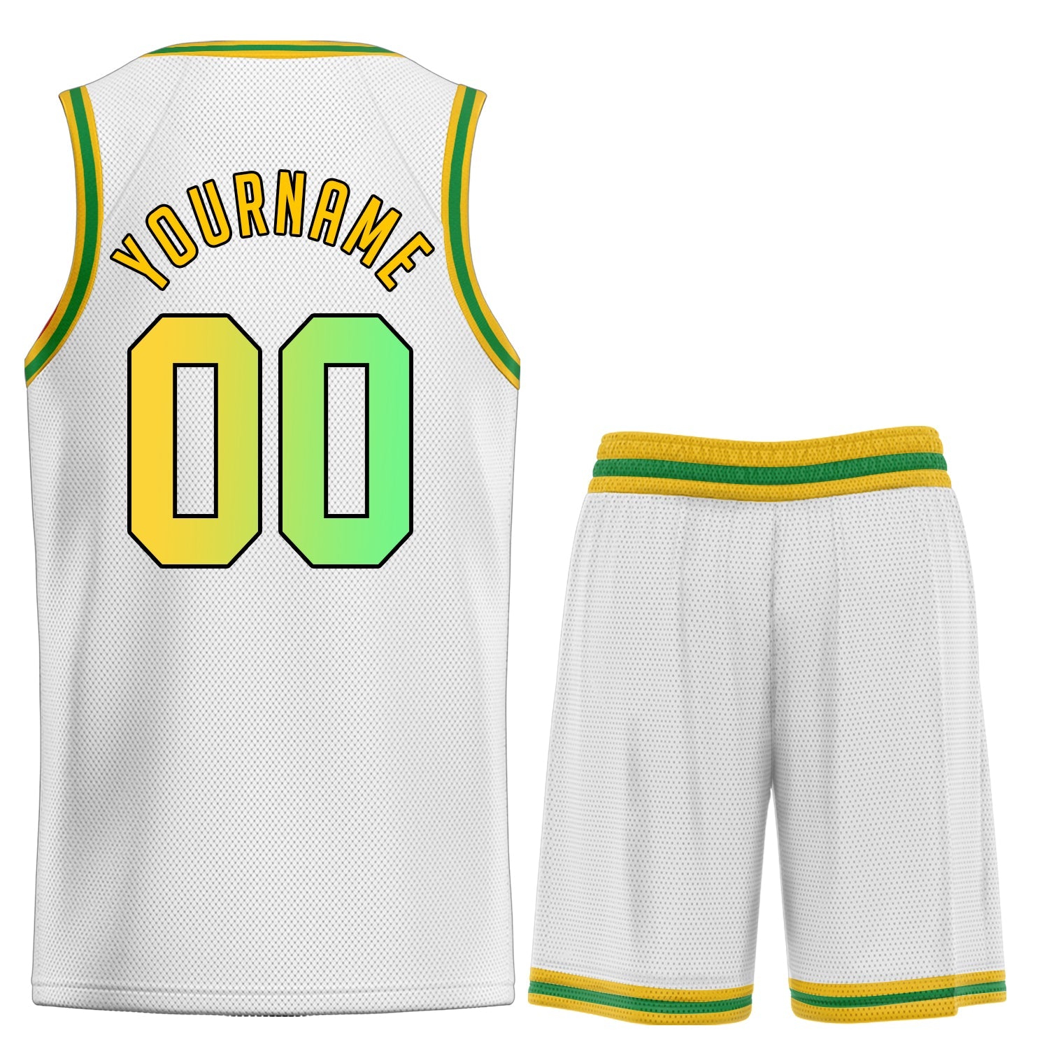 La mode dégradée vert blanc personnalisé définit le maillot de basket-ball