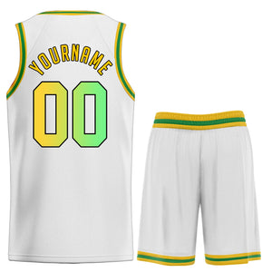 La mode dégradée vert blanc personnalisé définit le maillot de basket-ball