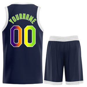 Custom Navy Green Classic Sets Basketball Jersey