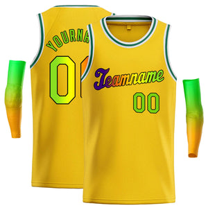 Maillot de basket-ball décontracté, haut classique jaune Royal-noir personnalisé