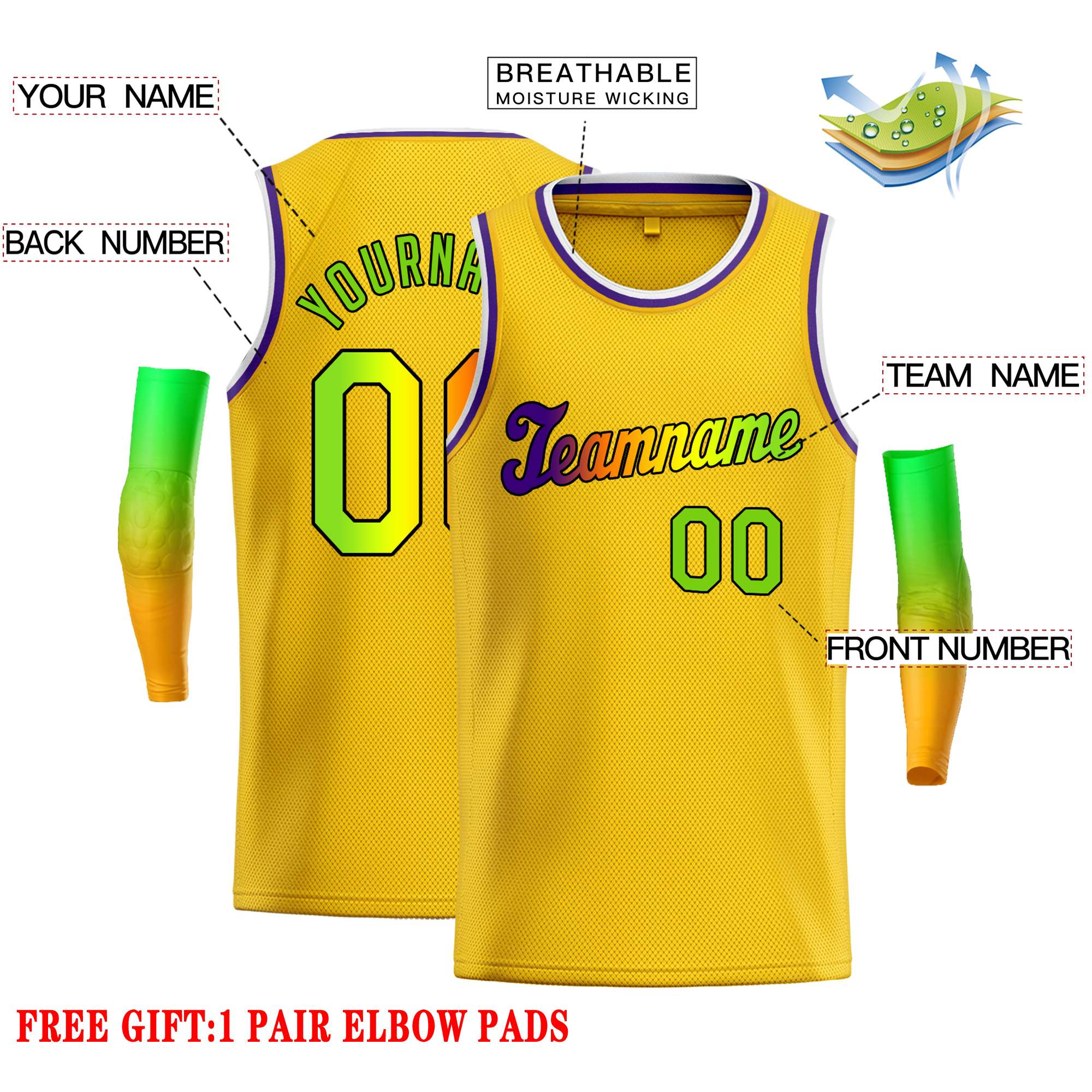 Custom Yellow Green-Black Classic Tops Casual Basketball Jersey