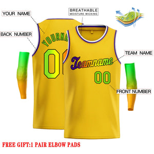 Maillot de basket-ball décontracté, haut classique personnalisé jaune vert-noir