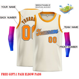 Custom Cream Orange-Black Classic Tops Casual Basketball Jersey