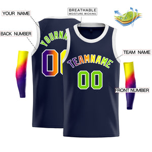 Custom Navy Green Classic Tops Soft Basketball Jersey