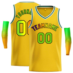 Custom Yellow Green-Black Classic Tops Men Casual Basketball Jersey