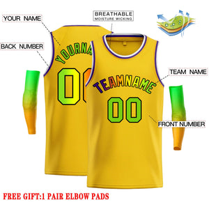 Custom Yellow Green-Black Classic Tops Casual Basketball Jersey