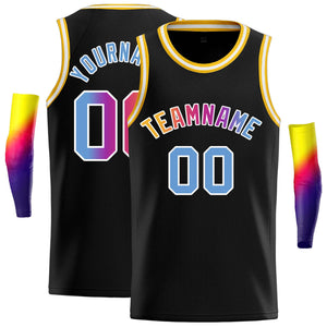 Custom Black Yellow-White Classic Tops Casual Basketball Jersey