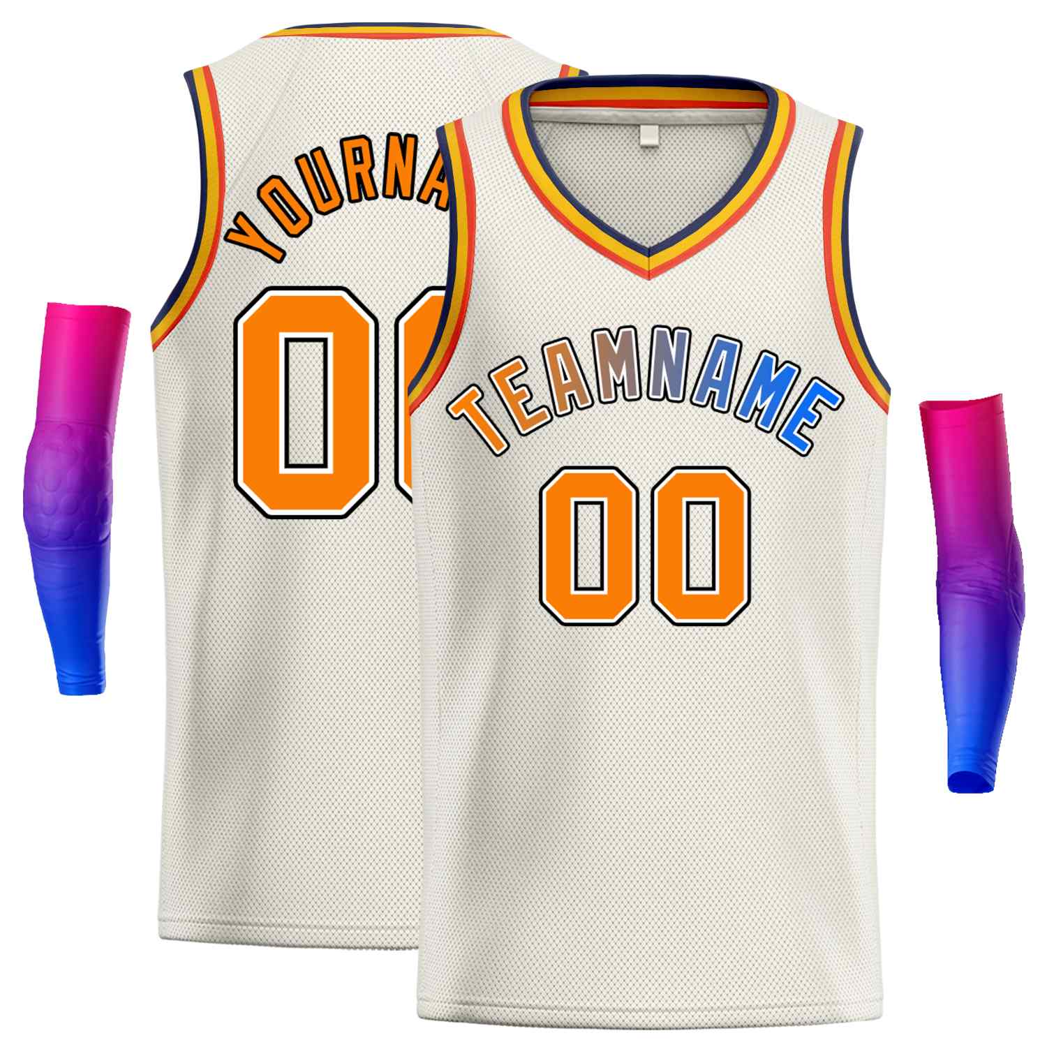 Custom Cream Orange-Classic Tops Men Casual Basketball Jersey