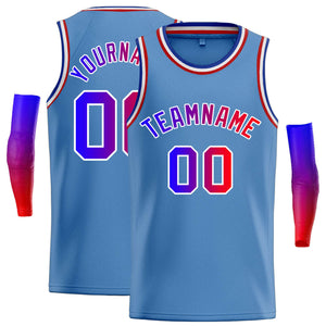 Maillot de basket-ball décontracté, personnalisé, bleu clair, blanc Royal, hauts classiques