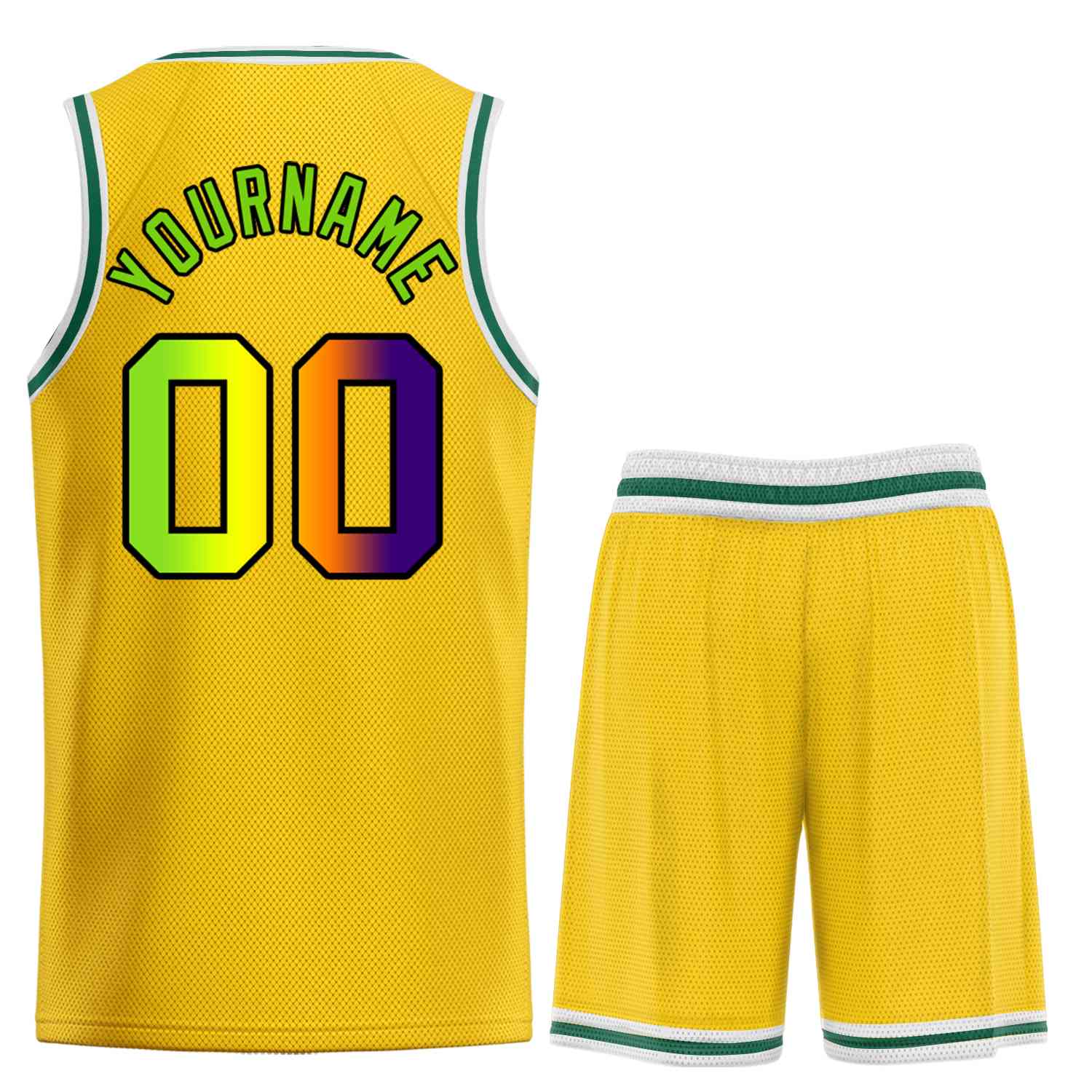 Maillot de basket-ball personnalisé, ensemble classique de taureau jaune vert-noir