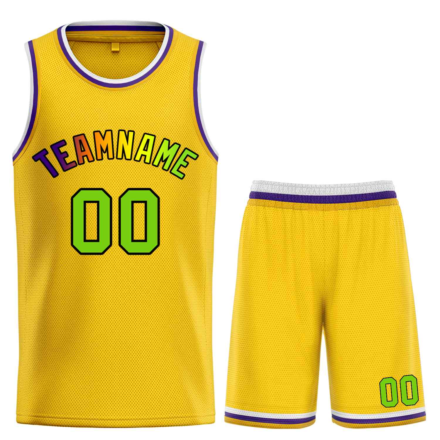 Maillot de basket-ball personnalisé, ensemble classique de taureau jaune violet-noir