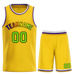 Custom Yellow Purple-Black Bull Classic Sets Basketball Jersey