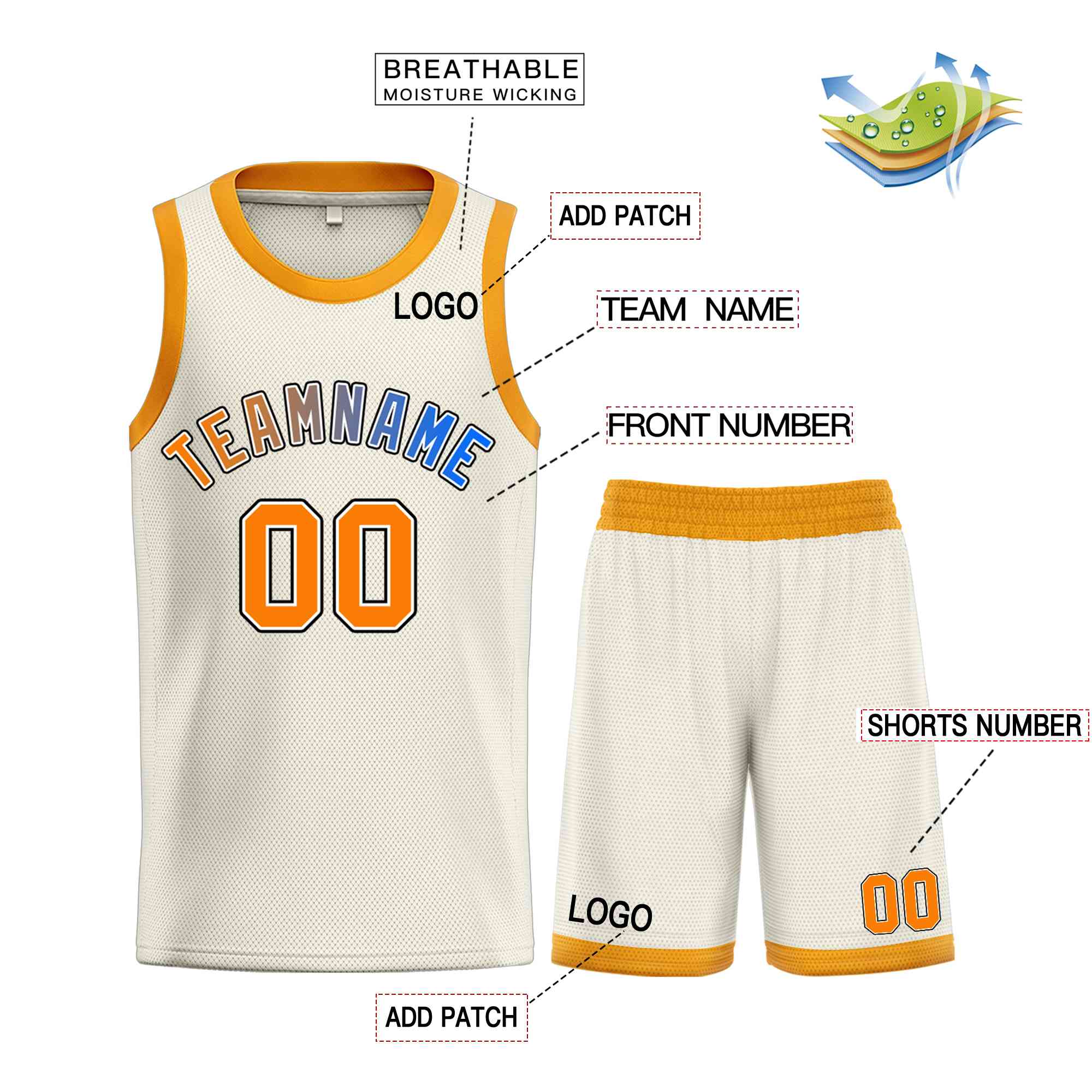 Custom Cream Orange-Black Classic Sets Bull Basketball Jersey