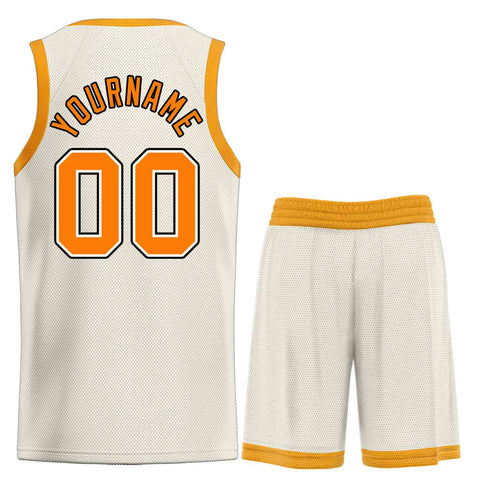 Custom Cream Orange-Black Classic Sets Bull Basketball Jersey