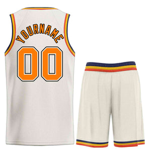 Maillot de basket-ball Bull personnalisé, crème, Orange-noir, ensembles classiques