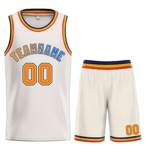 Maillot de basket-ball Bull personnalisé, crème, Orange-noir, ensembles classiques