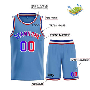 Custom Light Blue Royal-White Bull Classic Sets Basketball Jersey