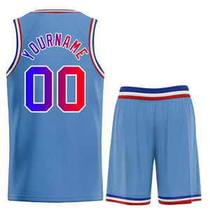 Maillot de basket-ball personnalisé bleu clair Royal-White Bull, ensembles classiques