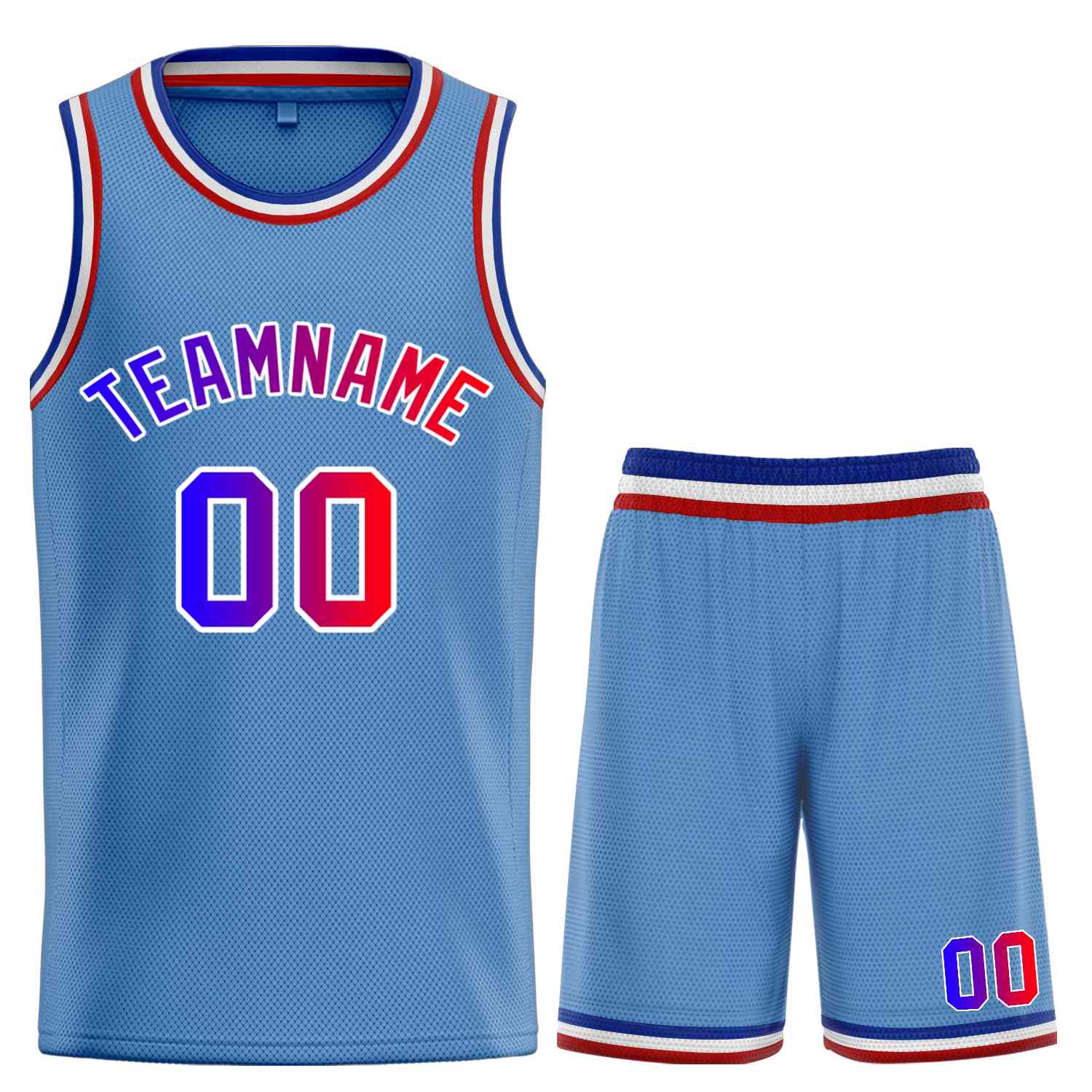 Maillot de basket-ball personnalisé bleu clair Royal-White Bull, ensembles classiques