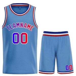 Maillot de basket-ball personnalisé bleu clair Royal-White Bull, ensembles classiques