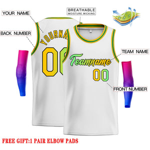 Custom White Green Classic Tops Fonts Gradient Fashion Tops Men Casual Basketball Jersey