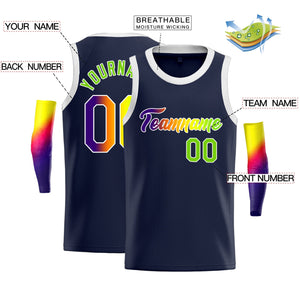 Custom Navy Gradient Classic Tops Fashion Vest Basketball Jersey