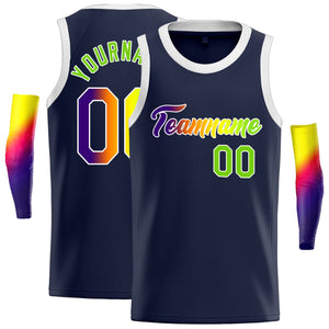 Custom Navy Gradient Classic Tops Fashion Vest Basketball Jersey