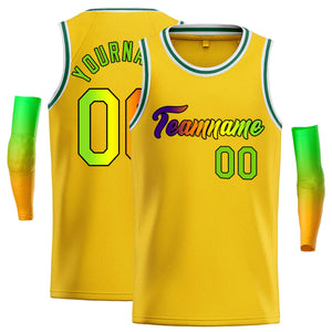 Maillot de basket-ball décontracté, personnalisé, jaune, noir et noir, hauts classiques