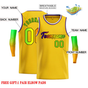 Maillot de basket-ball décontracté, haut classique personnalisé jaune vert-noir