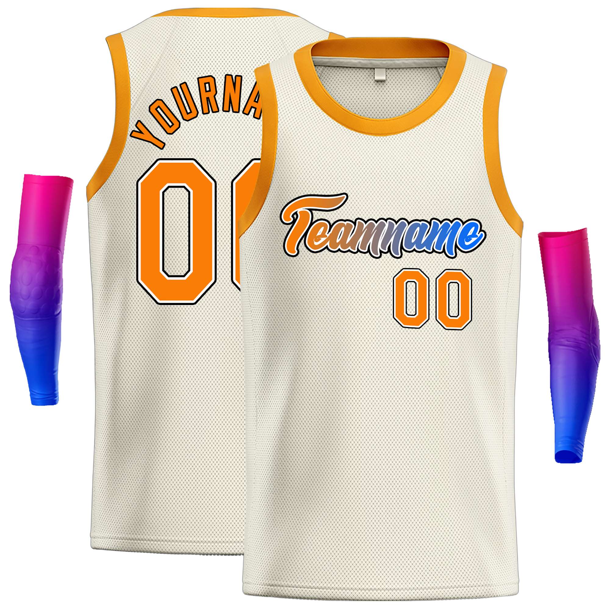 Custom Cream Orange-Black Classic Tops Casual Basketball Jersey