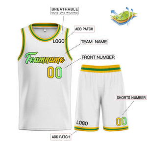 Uniforme de sport personnalisé blanc vert-noir, ensembles classiques de basket-ball, maillot de basket-ball