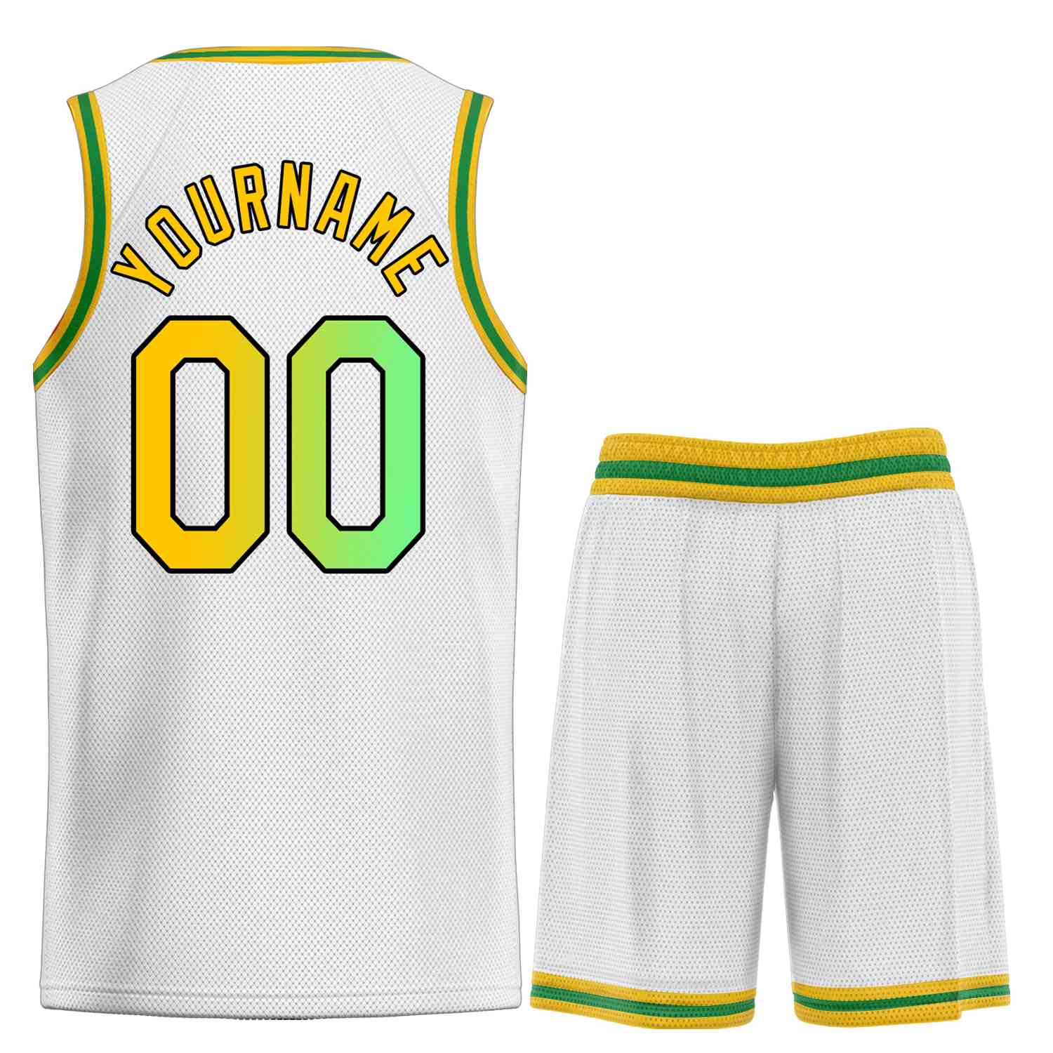 Uniforme de sport personnalisé blanc vert-noir, ensembles classiques de basket-ball, maillot de basket-ball