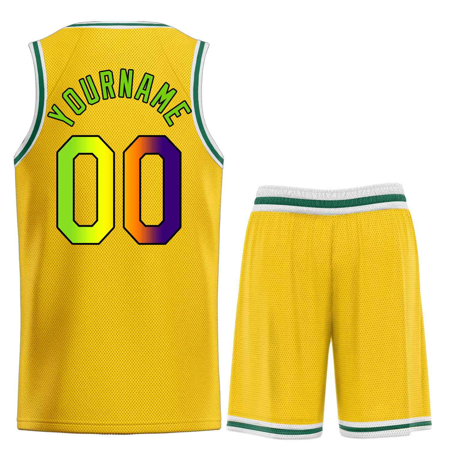 Uniforme de sport personnalisé jaune vert-noir, ensembles classiques de basket-ball, maillot de basket-ball