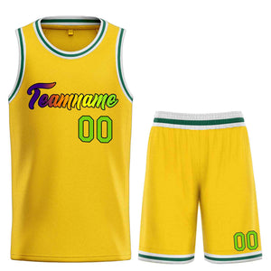 Uniforme de sport personnalisé jaune vert-noir, ensembles classiques de basket-ball, maillot de basket-ball