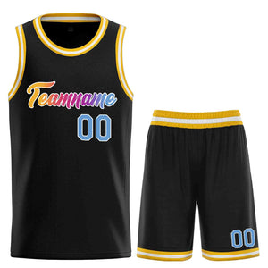 Uniforme de sport personnalisé noir jaune-blanc, ensembles classiques de basket-ball, maillot de basket-ball