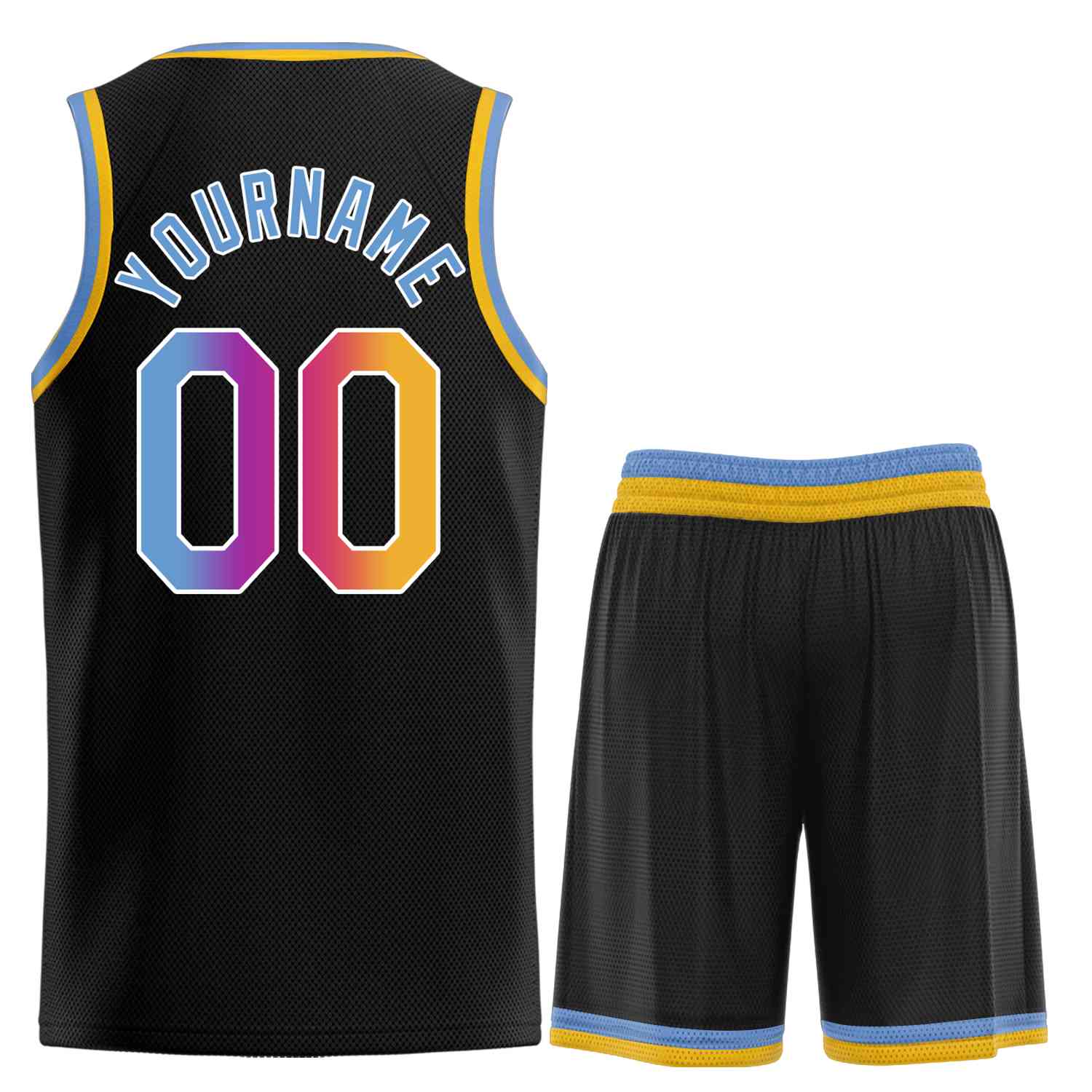 Uniforme de sport personnalisé en poudre noire, bleu-blanc, ensembles classiques, maillot de basket-ball