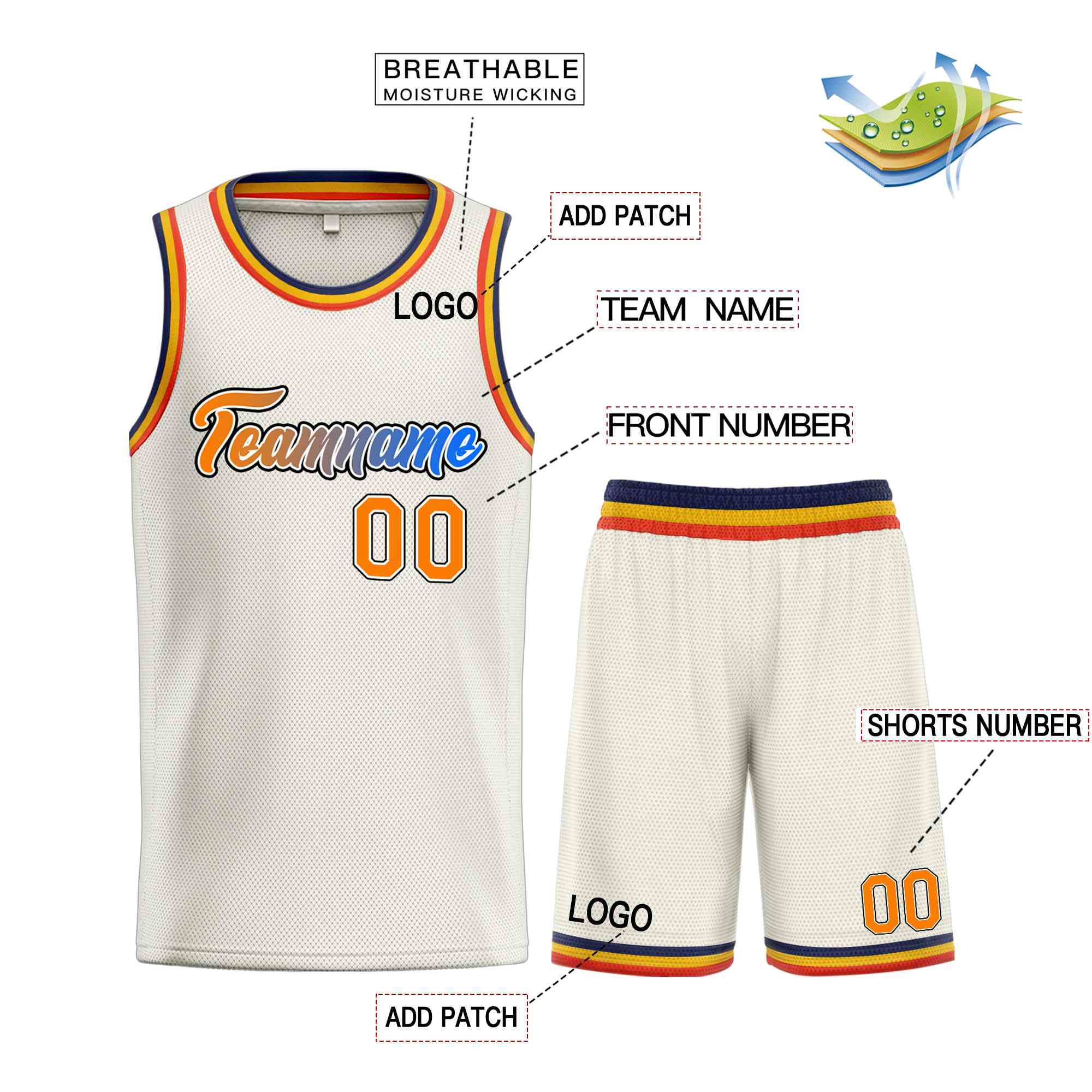 Custom Cream Royal Heal Sports Uniform Classic Sets Basketball Jersey