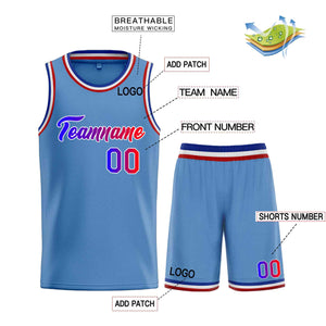 Custom Light Blue Royal-White Heal Sports Uniform Classic Sets Basketball Jersey