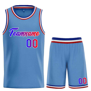 Uniforme de sport personnalisé bleu clair Royal-blanc, ensembles classiques, maillot de basket-ball