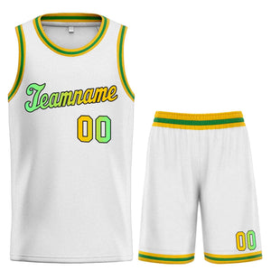 Ensembles classiques personnalisés blanc vert-noir, maillot de basket-ball uniforme de sport