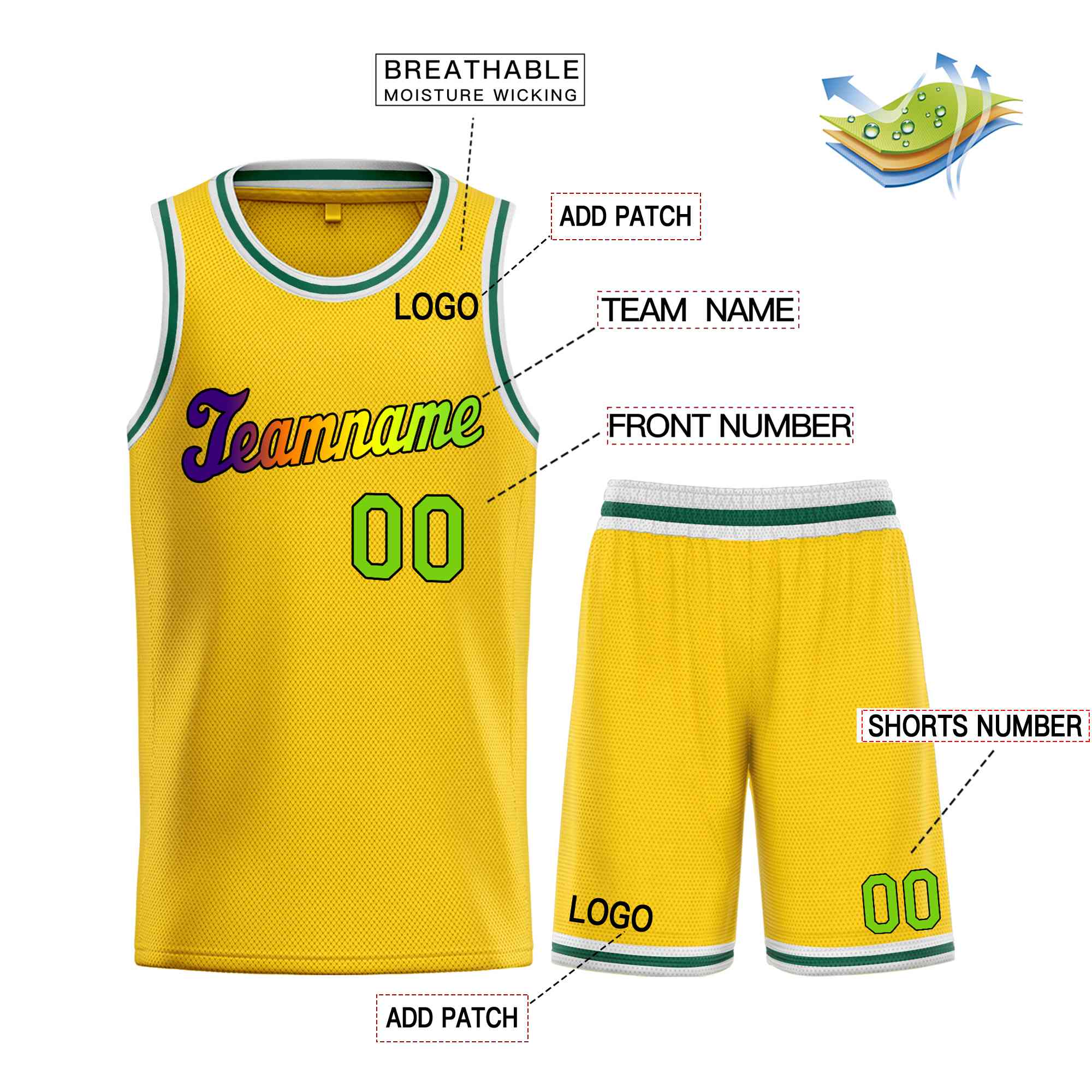 Ensembles classiques jaune violet-noir personnalisés, maillot de basket-ball uniforme de sport