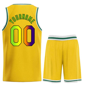 Ensembles classiques jaune violet-noir personnalisés, maillot de basket-ball uniforme de sport