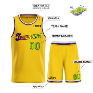 Ensembles classiques jaunes, verts et noirs personnalisés, uniforme de sport, maillot de basket-ball