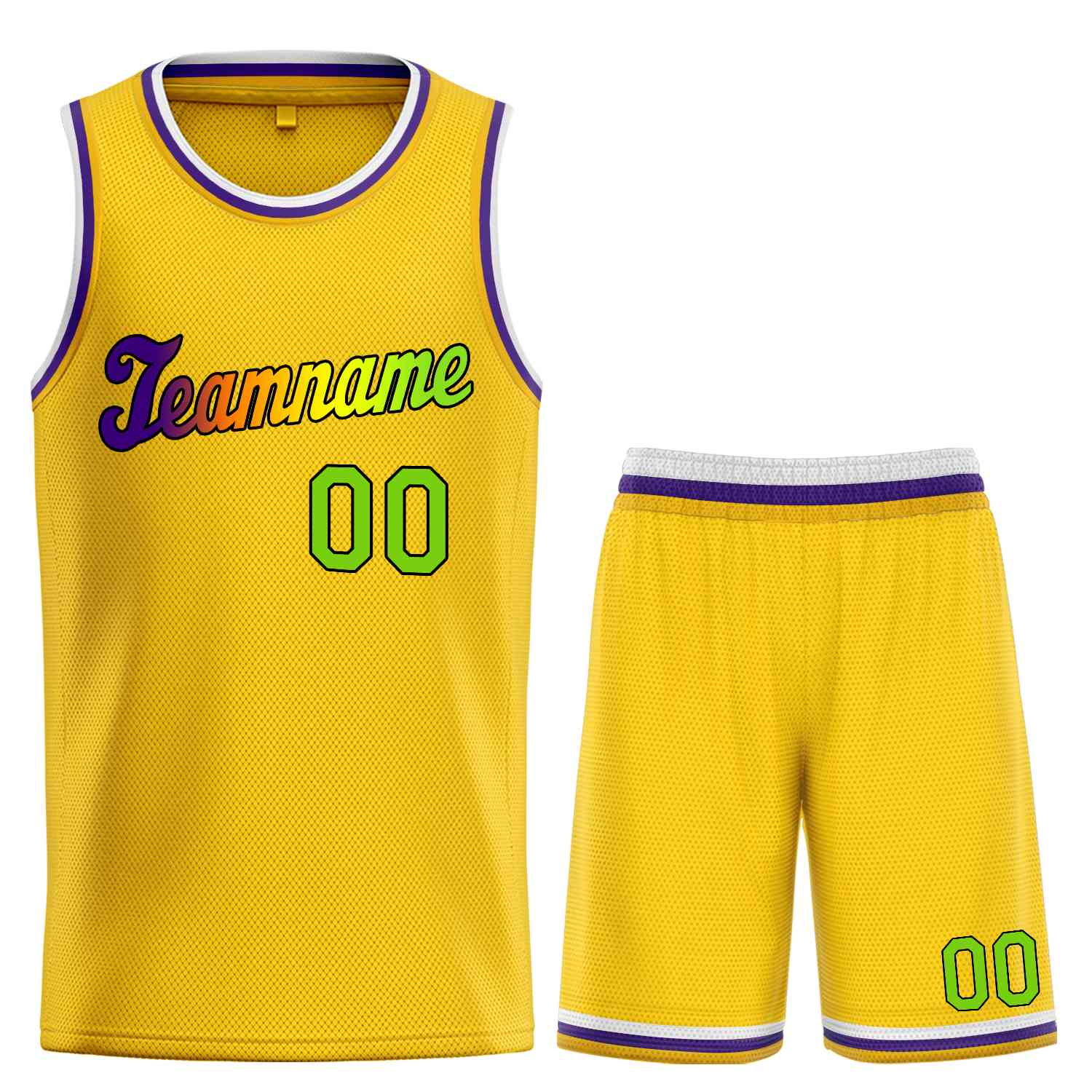 Custom Yellow Green-Black Classic Sets Sports Uniform Basketball Jersey